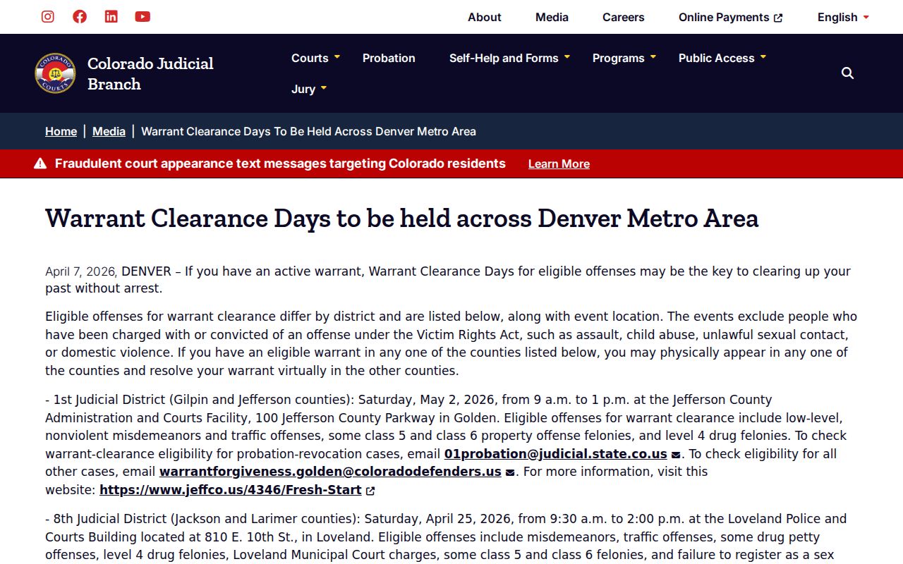 Jackson County warrant clearance announcement